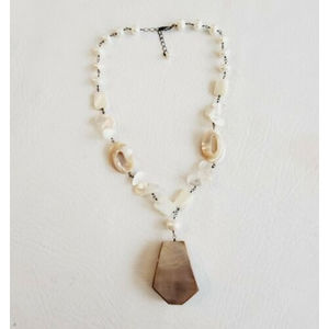 Sterling Silver and Mother of Pearl Necklace w/ Pendant